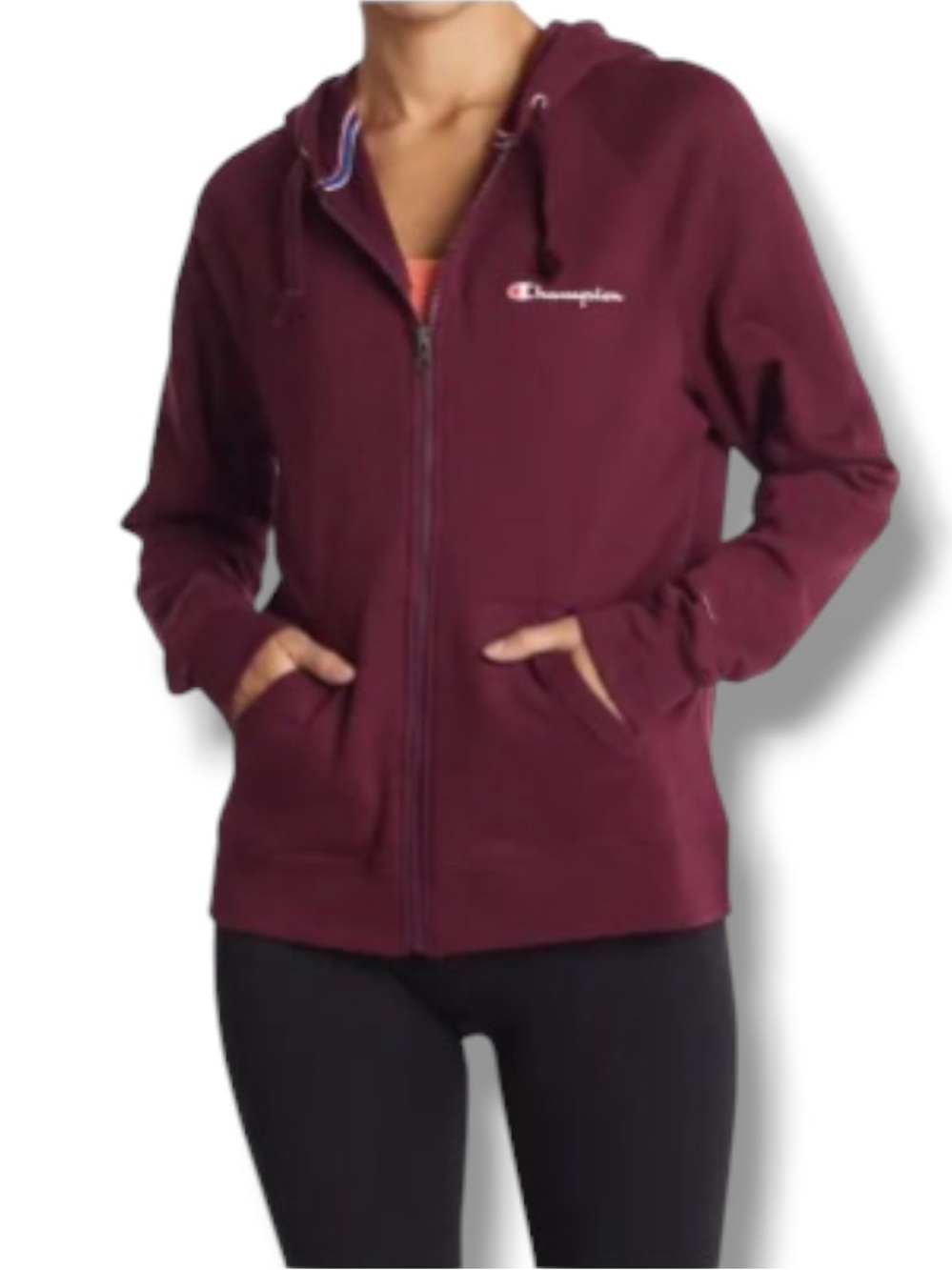 Champion Women’s Maroon Dark Berry Purple Zip Up Hoodie Sweatshirt Athleticwear